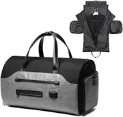 [ABDULWEN] Travel Hanging Luggage Suit Garment Bag Gym Backpack, 4 in 1 Carry-on Garment Bag Large Duffel Suit Travel Weekend,Flight Bag Overnight Bag with Shoes Compartment, Grey