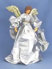 Victorian Inspired Angel 9” Tree-Top/ Table Décor Silver-Robe Cardboard-Cone NEW