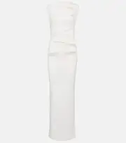 [Christopher Esber] Christopher Esber Cutout ribbed-knit paneled maxi dress AU 12 white
