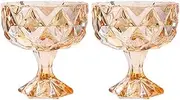 2 Pack Amber Glass Bowls, Ice Cream Cups, Dessert Goblet, Summer Ladies Cup, Breakfast Bowls, Pudding Cup, Glasses for Sundae, Ice Cream, Fruit, Salad