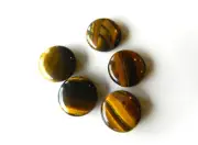 Tiger Eye, Stunning 20mm Approx Smooth Flat Coin Beads, Bag of 5 Beads
