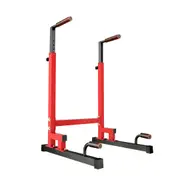 fitnessLAB Dip Stand Heavy Duty Dip Station Adjustable Dip Parallette Push Bar - Red