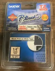 [NEW] Brother P-Touch TZ-211 1/4" Width Black Print White Tape Label Cartridge