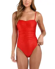 L'Agence Aubrey Shimmer Ruched One Piece Swimsuit