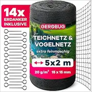 Pond Net Fine Mesh 5 x 2 m – Weather & UV Resistant Pond Net Against Herons – Bird Protection Net, Leaf Net, Pond, Chicken Net, Fine Mesh, Bird Net, Leaf Protection Net