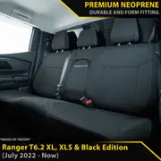 Ford Next-Gen Ranger T6.2 XL, XLS & Black Edition Premium Neoprene Rear Row Seat Covers (Made to Order)