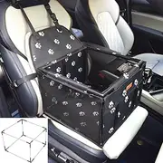 ZANZER Dog Car Seat Puppy Portable Pet Booster Car Seat with Clip-On Safety Leash and PVC Support Pipe, Detachable and Washable Dog Car Booster Seat, Anti-Collapse,Perfect for Small Pets