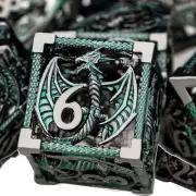 ARUOHHA Hollow DND Metal Dice Set Black Green Dragons D and D Dice RPG Role P...