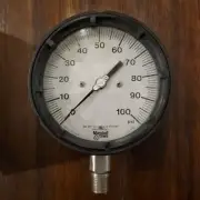 Marshall Town Pressure Gauge Large Dial; 0-100 PSI 1/2 NPT New Old-Stock