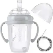 Haakaa Weighted Straw Trainer Cup with Cap 8 Oz, Gen.3 Silicone Sippy Cup with C