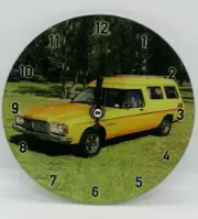 SANDMAN YELLOW PANEL VAN 17 CM GLASS CLOCK COLLECTABLE MAN CAVE GARAGE SHED