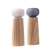 Salt And Pepper Mill Made Of Wood And Ceramic - Pepper Shaker Spice Mill Grinder With Adjustable