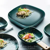 在飛比找蝦皮購物優惠-Homely Zakka 北歐輕奢風金邊陶瓷餐具_方形湯盤(