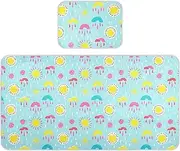 Cooling Baby Bed Mattress 28" x 52" Washable Pads for Bed Washable for Baby&Toddler Sun Rainball Cloud