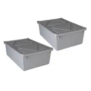 2x Boxsweden 24L/52cm Tetra Storage Box w/ Lid Stackable Home Organiser Assorted
