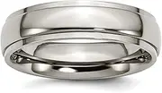 [JewelryWeb] Titanium Ridged Edge 6mm Polished Band Ring Size 9-Band Style-Ring for Women and Men
