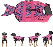 Dog Life Jacket, Safety Adjustable Protective Pet Floatation Life Vest, High Visibility Pet Floatation Vest with Handle for Small Medium Large Dogs Swimming and Boating(L)