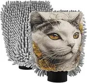 XYMZR Absorbent Microfiber Car Wash Mitt Japanese Bobtail Cat Cute, Funny Cute Anime Scratch Free for Cars Cleaning, Home Cleaning Mitts, 2 Pack, 10.24” L x 7.09” W