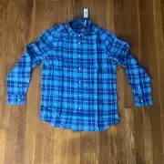 Vineyard Vines Blue Linen Plaid Spread Collared Button Up Shirt Size Small Mens