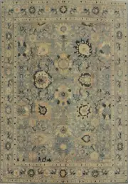 Vegetable Dye Light Blue Wool Hand-knotted Ziegler Room Size Rug 8x10 Carpet