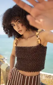 [Andres Otalora] Caña Brava Hand-Beaded Top