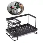 Dish Drying Rack Dish Rack Removable Movable Black Rustproof Sponge Holder for