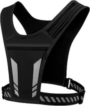 wocharm Reflective Vest Chest Phone Holder, Adjustable Hydration Training Workout Gear for Nighttime Running Biking Motorcycle Dog Walking