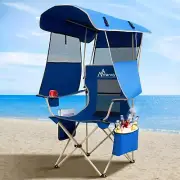 MENOLY Camping Chair with Shade Canopy, Folding Canopy Chair with Cooler Bag ...