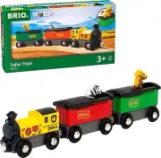 Brio Safari Train Wooden Toy with 3 Cars - Ages 3+, Electric Engine, 33722