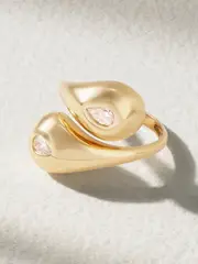 [Mateo] Mateo - Twin Water Droplet 14-karat Gold Diamond Ring - 7 7 Gold