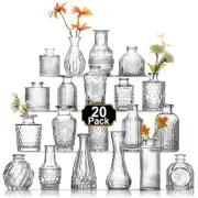 20 Pcs Glass Bud Vase Set Mini Clear Flower Vases for Centerpieces Wedding Decor