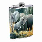 Elephant Art D37 Flask 8oz Stainless Steel Hip Drinking Whiskey