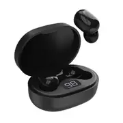 Laser TWS Mini Black Earbuds: ENC Technology, LED Display, Comfortable Fit