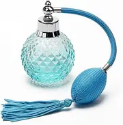 Coolrunner Crystal Art Vintage Style Refillable Perfume Atomizer Long Spray Bottle 100ml (Blue)