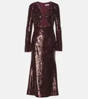 [Self-Portrait] Self-Portrait Sequined cutout midi dress AU 14 red
