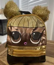 LOL SURPRISE 10" MINI BACKPACK BOOKBAG TOTE PRE-SCHOOL BLACK & GOLD NEW