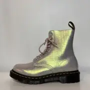 Dr. Martens Pink 1460 Iridescent Croc Print Lace Up Leather Boots Womens Size 7