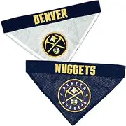 NBA Dog Bandana -Denver Nuggets Reversible Bandana. 2 Sided Home & Away Sports Bandana with a Premium Embroidery Team Logo, Small/Medium