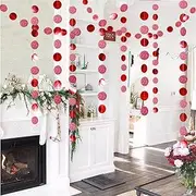 Party Decoration Banner 4m Glitter Circle Star Garland Banner Bunting Paper String Flag Curtain Tassels Wedding Birthday Baby Shower Party Decoration Wedding Disco Bachelorette Party Decor (Color : R