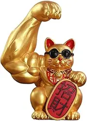 BLWOTMOR Chinese Muscle Arm Lucky Cat Figurine, Feng Shui Cat, Waving Giant Arm, Lucky Greetings, Cat Door, Lounge Decoration, Ornament, Right Luck