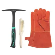 3pcs Slag Remove Tool Welding Chipping Hammer with Wire Brushes 14" Gloves,Black