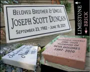 Limestone or Brick Grave Marker Headstone Garden Stone Paver Memorial FREE SHIP