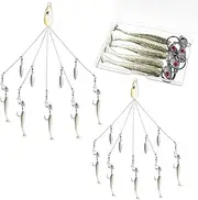 2 Pcs Umbrella Rig Fishing Lure Bass Bait Kit 5 Arms Baits Multi Lure Rigs for Trout Perch Walleye Freshwater Saltwater Boat Trolling