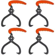 4 Piece Log Tongs with Comfortable PVC Grip Firewood Handling Tools