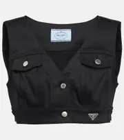 [Prada] Prada Embellished denim crop top AU 16 black