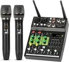 4 Channel Audio Mixer built Wireless Microphone bluetooth USB Record Sound Mixer