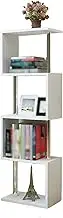 4-Tier Creative Bookshelf,Wooden Book Storage,Floor Standing Magazines Organiser,for Living Room Bedroom Office,Bearing Weight 100KG(White)