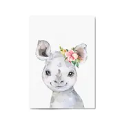 Cute Baby Rhino Nursery Animal Gift Wall Art