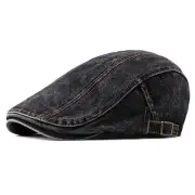 Distressed Denim Newsboy Hat Flat Ivy Gatsby Cabbie Driving Hunting Cap for M...