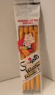 VINTAGE SCRIPTO 4 YELLOW MECHANICAL PENCIL NO. 2 IN PACKAGE B3479